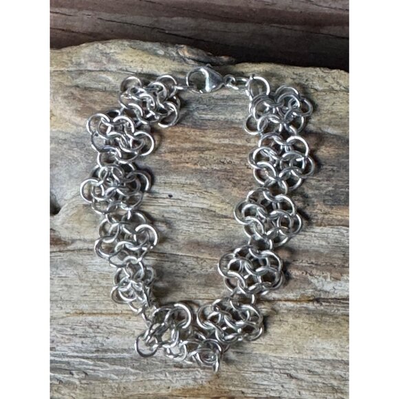 Sterling Silver Chain Maille Bracelet By B. Lang With Lobster Clasp 21.15g 7" - Picture 5 of 6